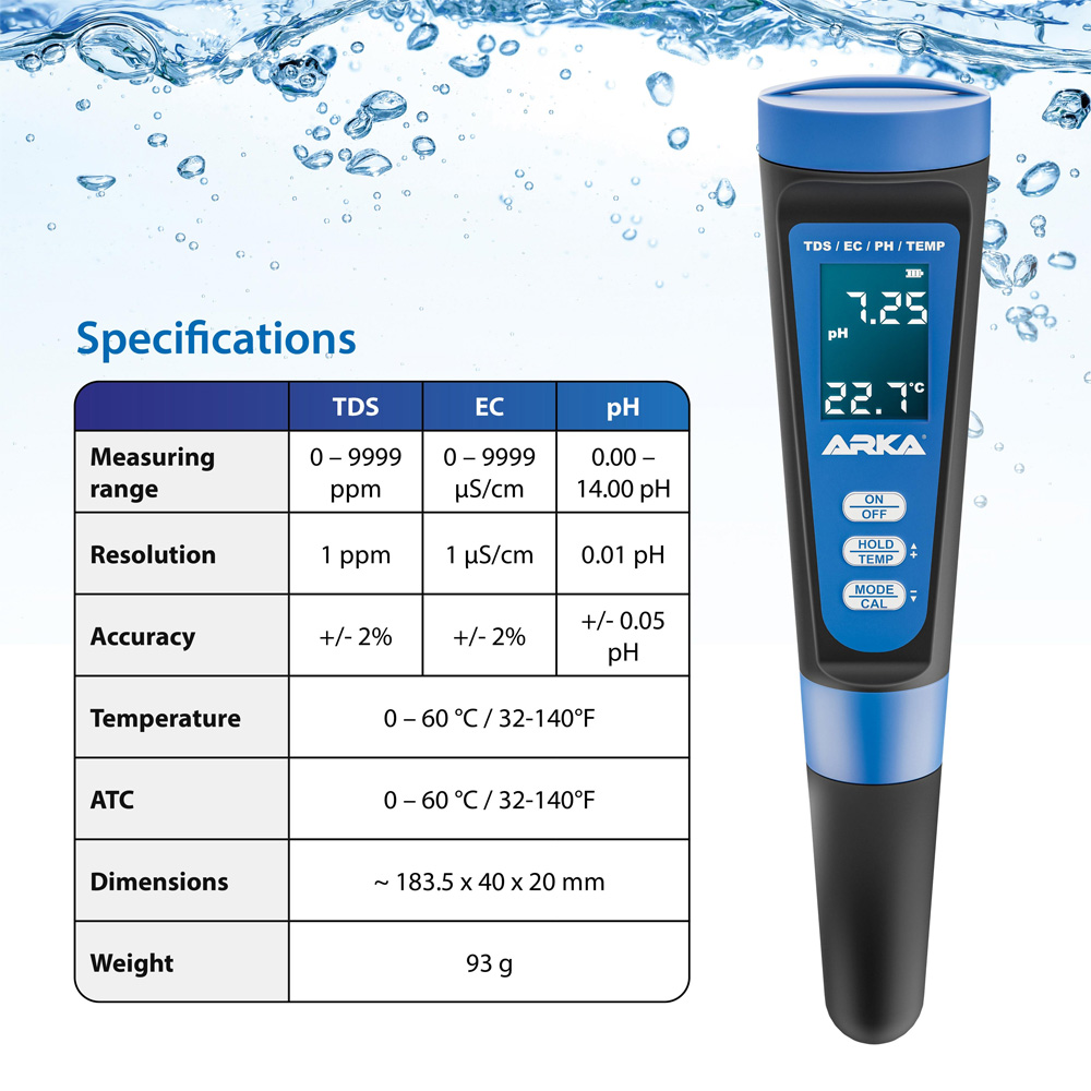Arka myAqua Miernik pH TDS EC Temperatura 4w1 do Akwarium i Osmozy